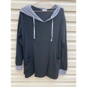 Sweetnight Women's XL Long Sleeve Hooded Sweatshirt Black/Gray Pullover